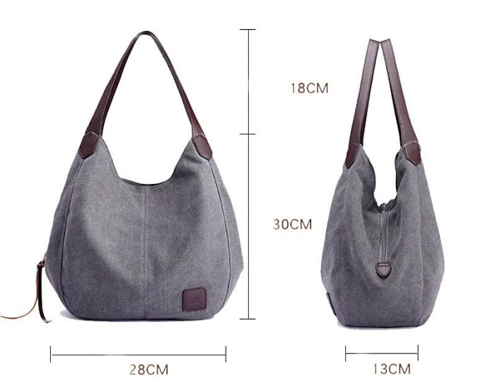 Soft hobo bag, made of textile fabric - many compartments