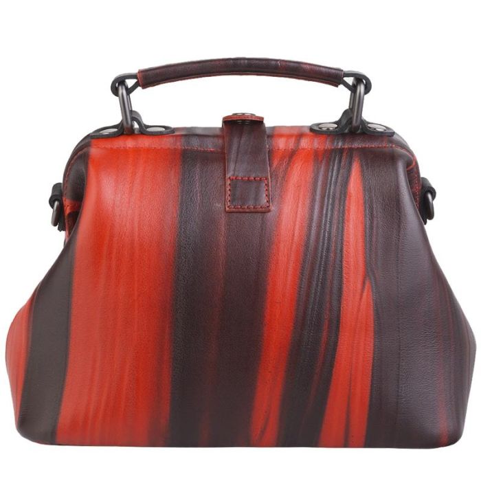 Red black shoulder bag, women's, leather shoulder bag