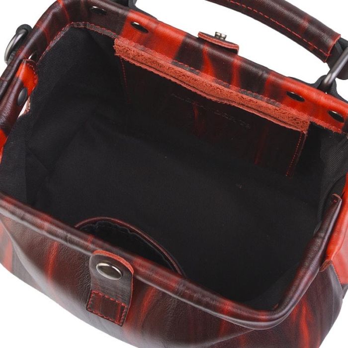 Red black shoulder bag, women's, leather shoulder bag