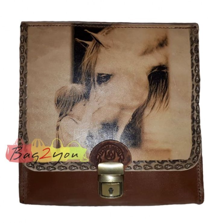 Hand Made Women's Leather Bag with Horse