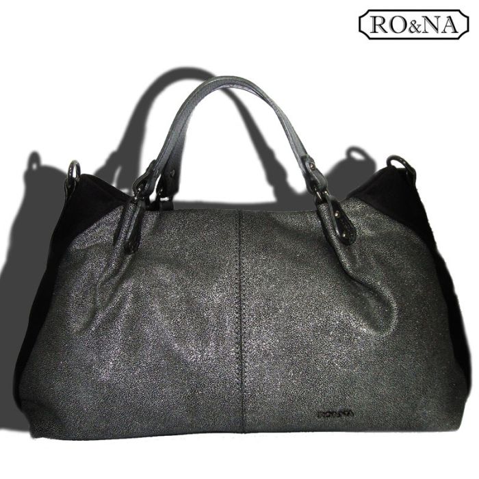 Women's large genuine leather handbag - double sided with simulation