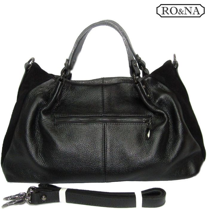 Women's large genuine leather handbag - double sided with simulation