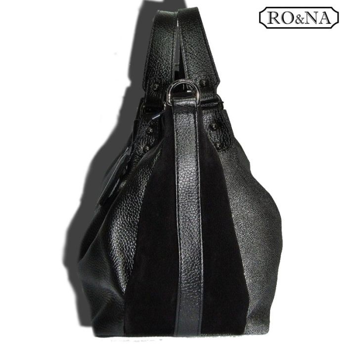 Women's large genuine leather handbag - double sided with simulation