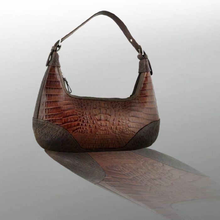 Leather, women's bag premium - in crocodile and ostrich