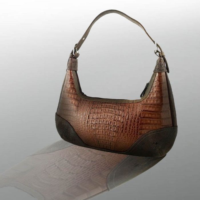 Leather, women's bag premium - in crocodile and ostrich