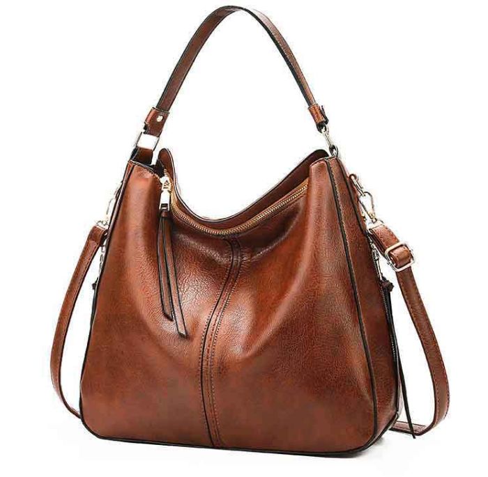 Women's bag with long handle and shoulder strap