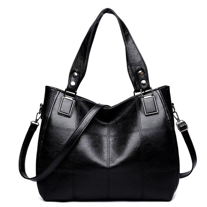 Roomy women's eco leather shoulder bag with detachable strap