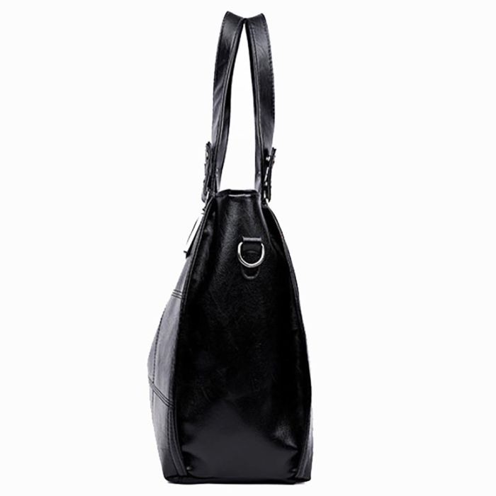 Roomy women's eco leather shoulder bag with detachable strap