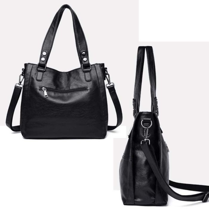 Soft Women's Shoulder Bag-2 Zipper Compartments