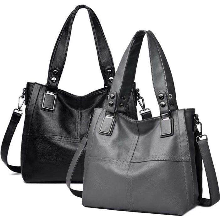 Soft Women's Shoulder Bag-2 Zipper Compartments