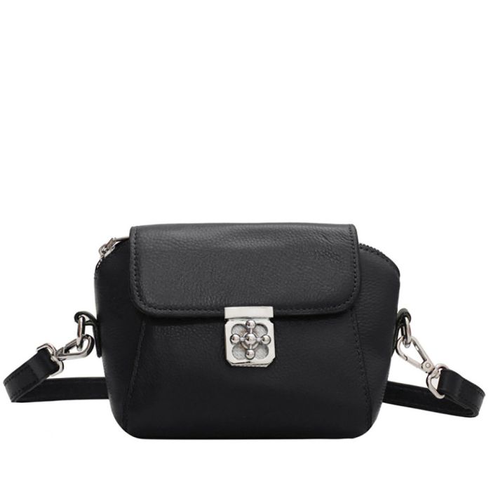 Black leather cross body bag