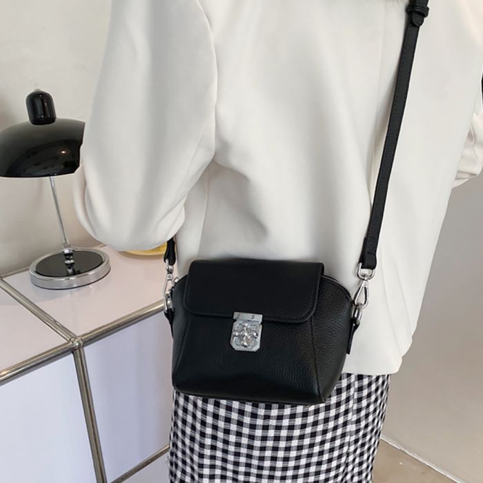 Black leather cross body bag