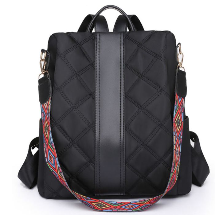 Women's bag - backpack with wide strap in ethnic style