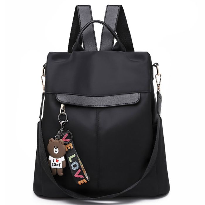 Women's backpack bag 2 in 1 - model black classic and multicolored abstraction