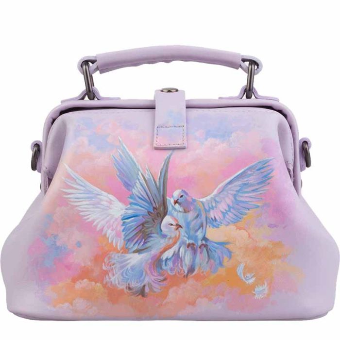 Women's bag with hand painted design - light pink watercolor