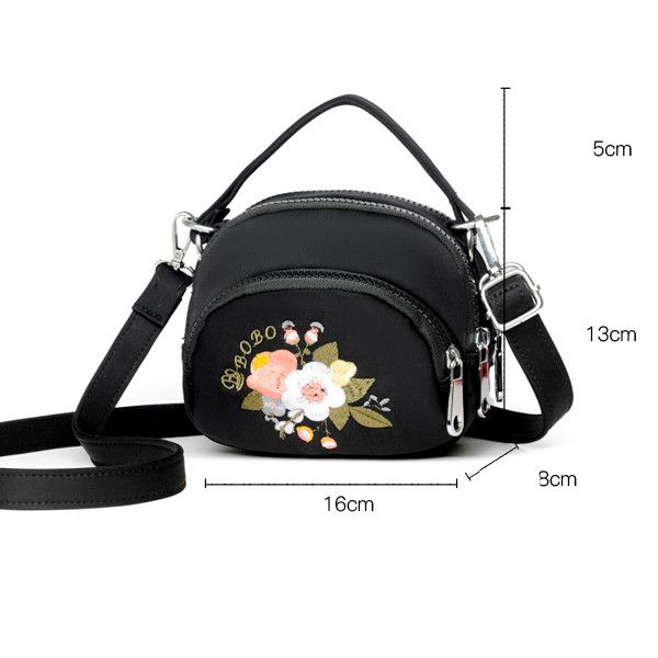 Small women's bag made of water-repellent fabric with flowers