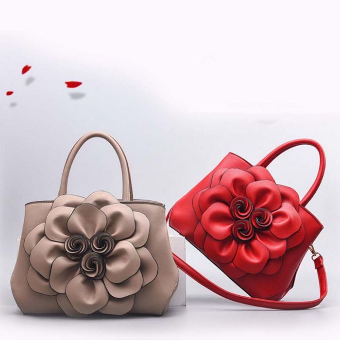 Women's bag with flowers - voluminous