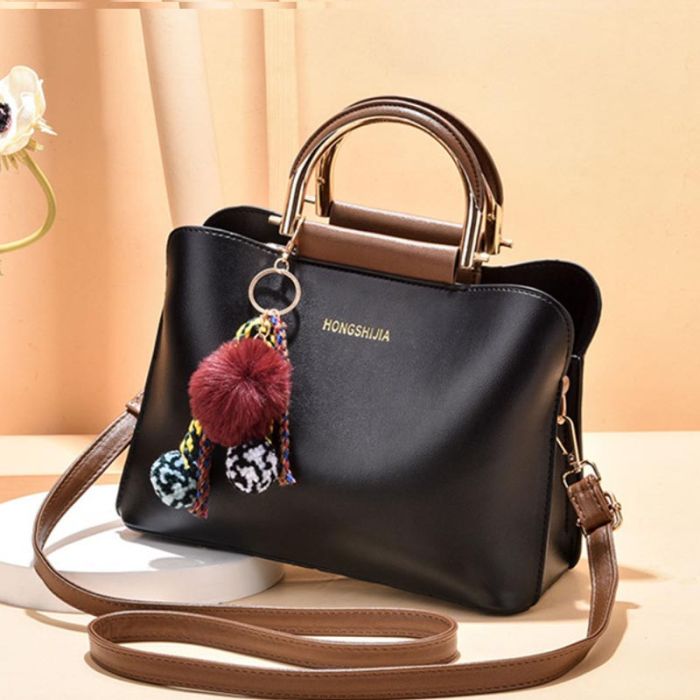 Women's Shoulder Bag with Short Metal Handles