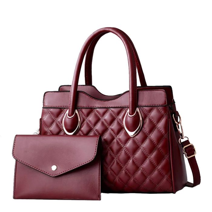 Elegant women's bag with purse made of quilted eco-leather