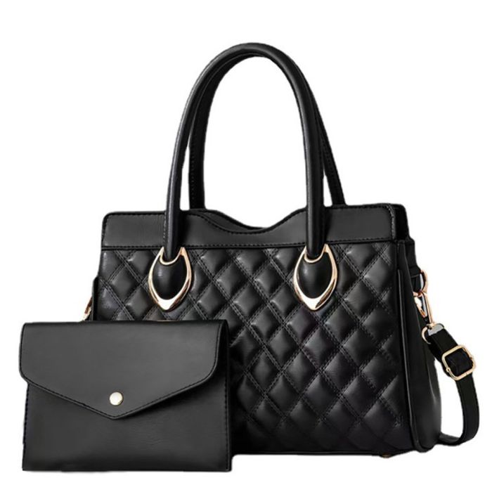 Elegant women's bag with purse made of quilted eco-leather