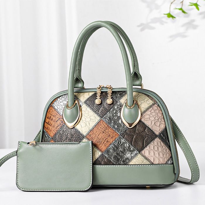 Women's ecocoat patchwork style bag with purse