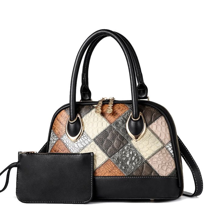 Women's ecocoat patchwork style bag with purse