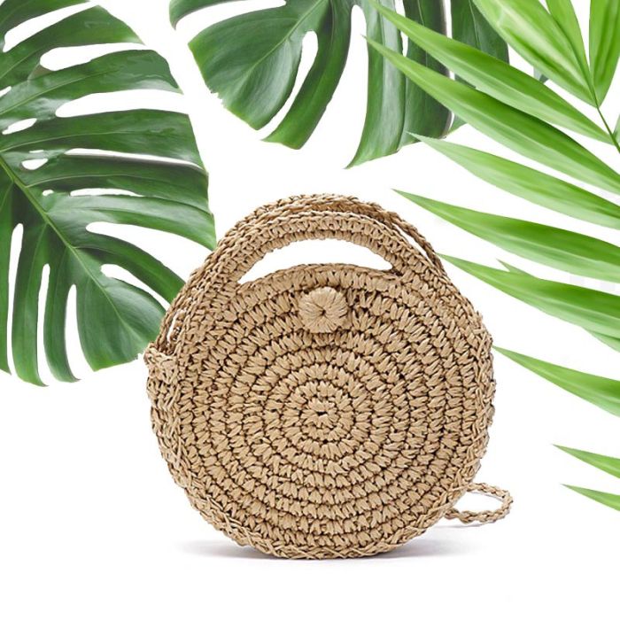 Round bag for summer - woven from rattan