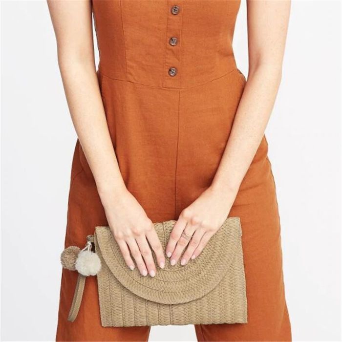 Cross body bag or clutch - woven straw bag