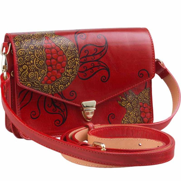 Women's leather belt bag - designer hand painted klatch