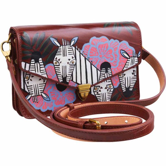 Women's leather belt bag - designer hand painted klatch