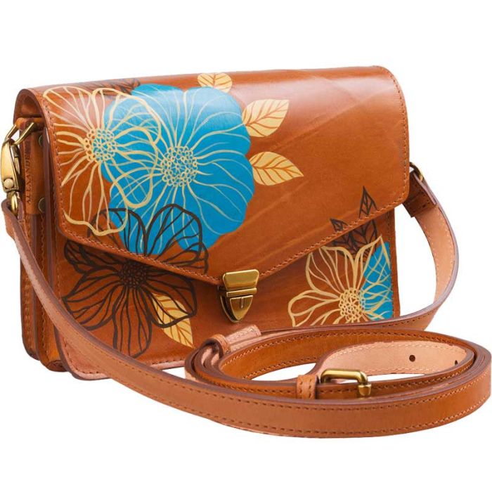 Women's leather belt bag - designer hand painted klatch