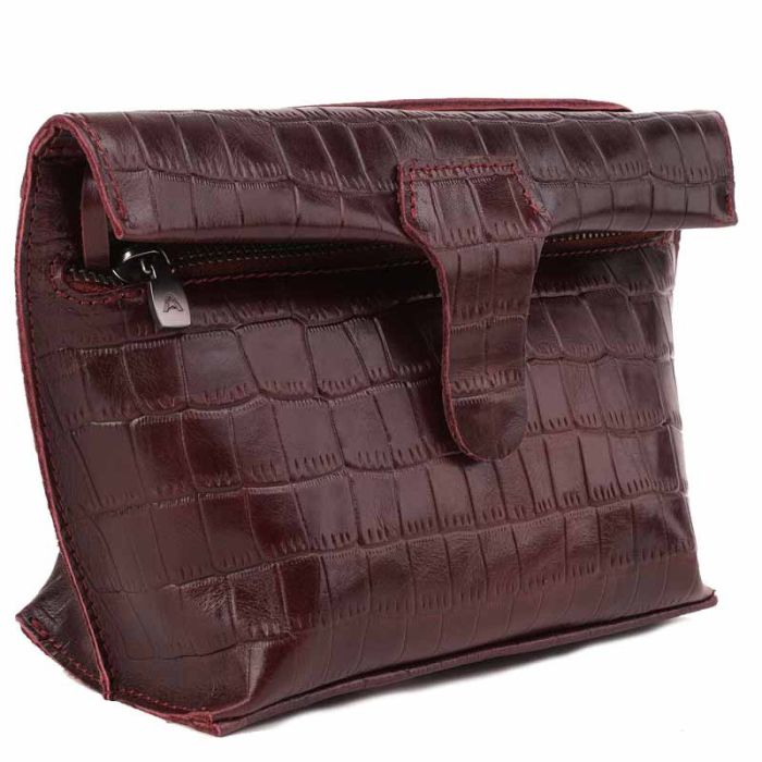 Small leather clutch bag with CROCO lining