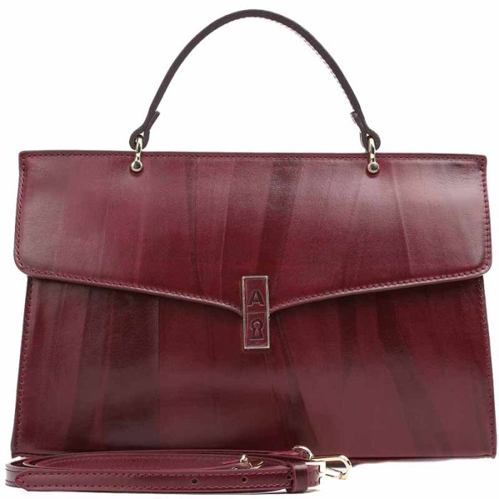 Women's Shoulder Bag - small briefcase in genuine smooth leather Crush