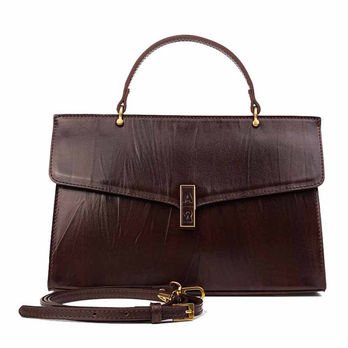 Women's Shoulder Bag - small briefcase in genuine smooth leather Crush