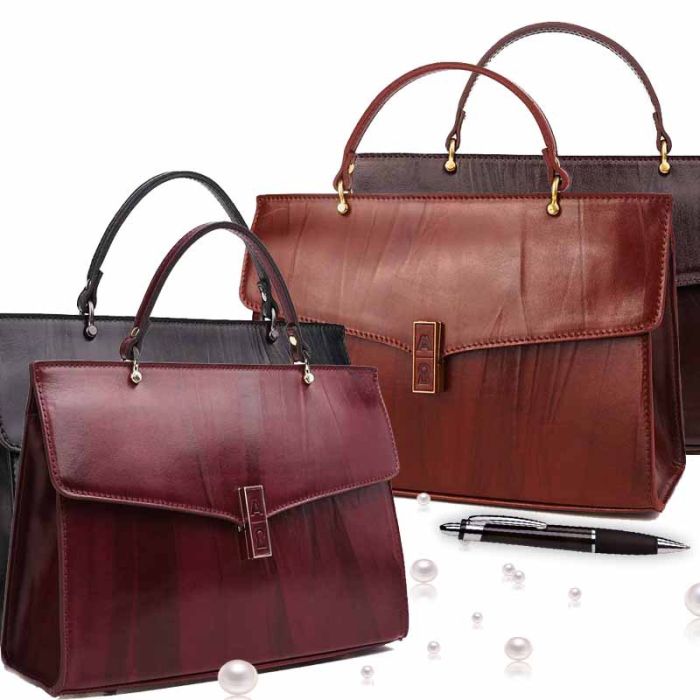 Women's Shoulder Bag - small briefcase in genuine smooth leather Crush