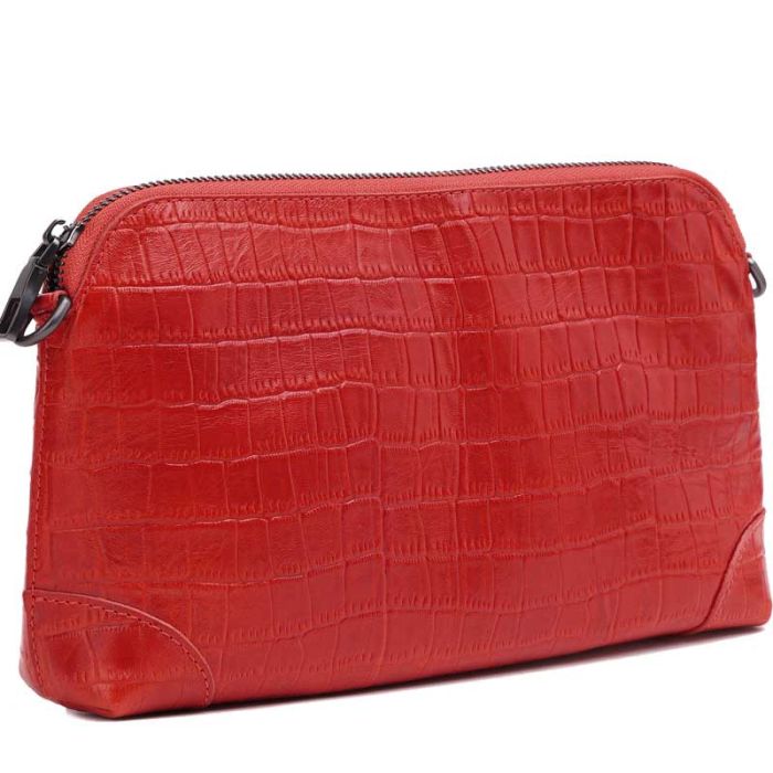 Women's small bag in genuine leather - Croco finish