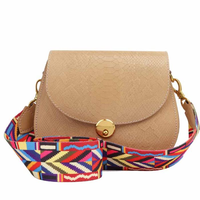 Leather bag with wide colored strap - Cross body PITON