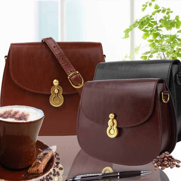 Small smooth leather shoulder bag - Cross body leather Krust