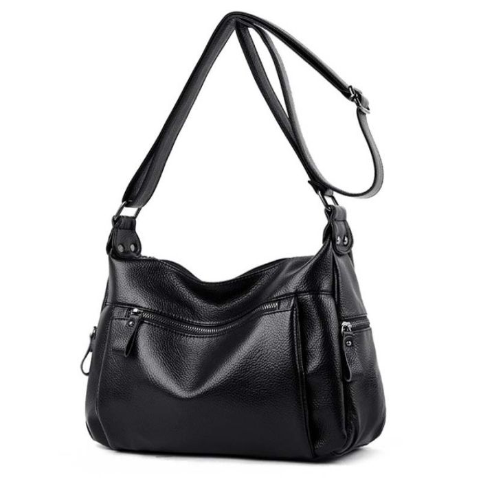 Women's casual shoulder bag - handy pockets on the outside