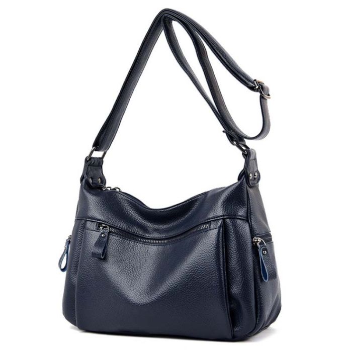 Women's casual shoulder bag - handy pockets on the outside