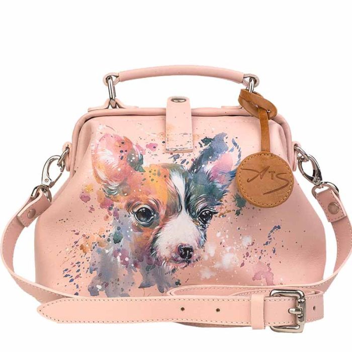 Women's bag with hand painted design - light pink watercolor