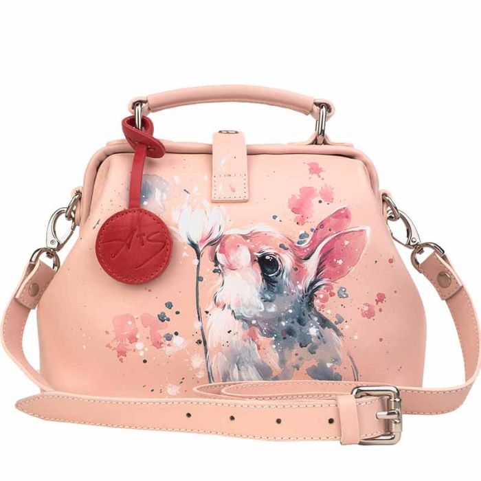 Women's bag with hand painted design - light pink watercolor