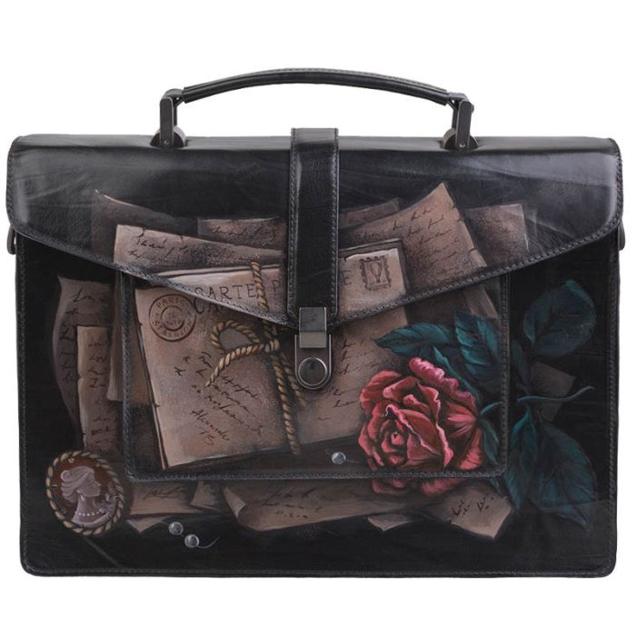 Leather briefcase with designer pattern by Alexander TS