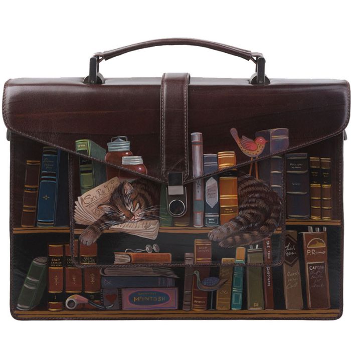 Leather briefcase with designer pattern by Alexander TS