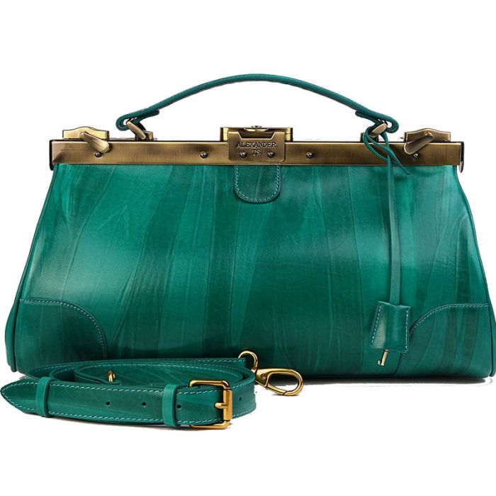 Leather Satchel - Emerald Green