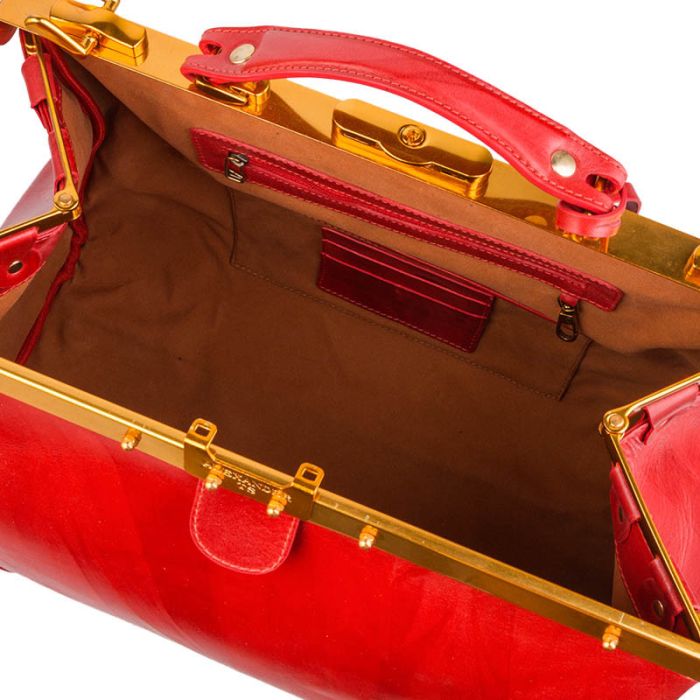 Premium red leather valise