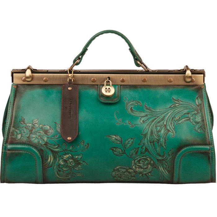 Leather Satchel - Emerald Green