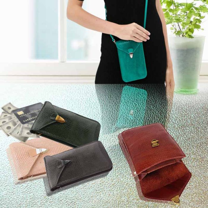 Leather neck pouch for phone and small things