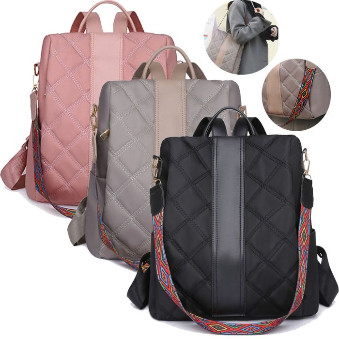 Women's bag - backpack with wide strap in ethnic style