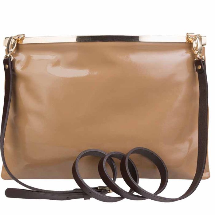 Women's shoulder bag - patent leather clutch bag